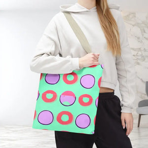 Colorful Circular Pattern Cyan Print Tote Bag - Dipaliz - Bags