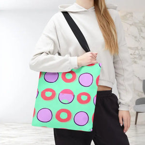 Colorful Circular Pattern Cyan Print Tote Bag - Dipaliz - Bags
