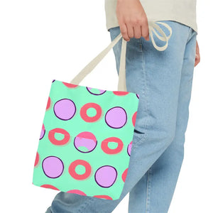 Colorful Circular Pattern Cyan Print Tote Bag - Dipaliz - Bags
