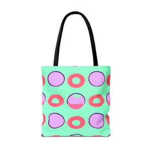 Colorful Circular Pattern Cyan Print Tote Bag - Dipaliz - Bags