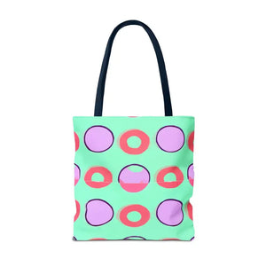 Colorful Circular Pattern Cyan Print Tote Bag - Dipaliz - Bags