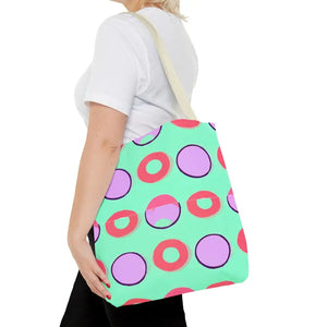 Colorful Circular Pattern Cyan Print Tote Bag - Dipaliz - Bags