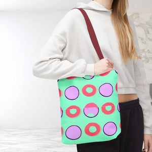 Colorful Circular Pattern Cyan Print Tote Bag - Dipaliz - Bags