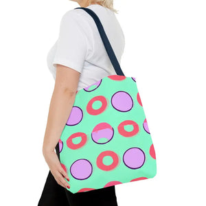 Colorful Circular Pattern Cyan Print Tote Bag - Dipaliz - Bags