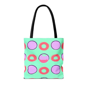 Colorful Circular Pattern Cyan Print Tote Bag - Dipaliz - Bags