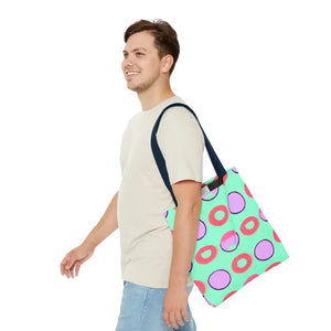Colorful Circular Pattern Cyan Print Tote Bag - Dipaliz - Bags