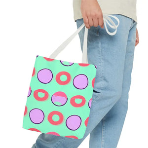 Colorful Circular Pattern Cyan Print Tote Bag - Dipaliz - Bags