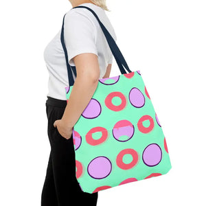 Colorful Circular Pattern Cyan Print Tote Bag - Dipaliz - Bags