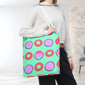 Colorful Circular Pattern Cyan Print Tote Bag - Dipaliz - Bags