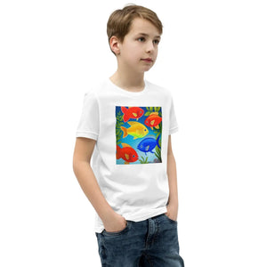 Vibrant Colorful Fishes Tee - Cotton Youth Short Sleeve - Dipaliz - T-shirts