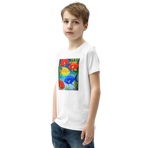 Vibrant Colorful Fishes Tee - Cotton Youth Short Sleeve - Dipaliz - T-shirts