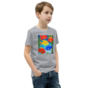 Vibrant Colorful Fishes Tee - Cotton Youth Short Sleeve - Dipaliz - T-shirts