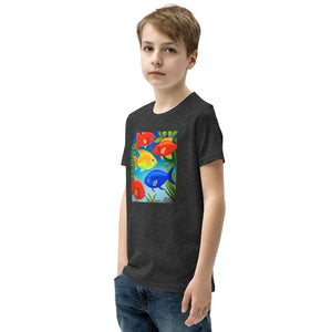 Vibrant Colorful Fishes Tee - Cotton Youth Short Sleeve - Dipaliz - T-shirts