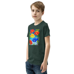 Vibrant Colorful Fishes Tee - Cotton Youth Short Sleeve - Dipaliz - T-shirts