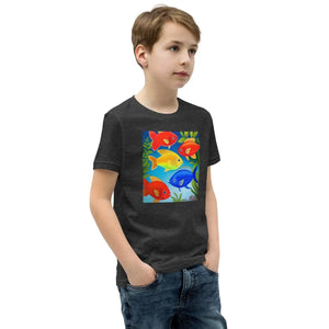 Vibrant Colorful Fishes Tee - Cotton Youth Short Sleeve - Dipaliz - T-shirts