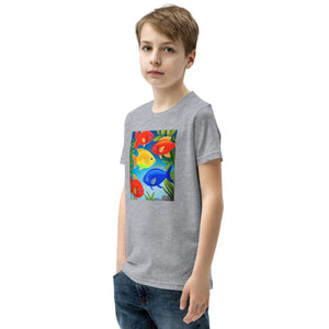 Vibrant Colorful Fishes Tee - Cotton Youth Short Sleeve - Dipaliz - T-shirts