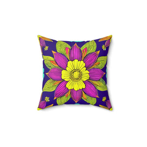 Colorful Flower Mandal – Spun Polyester Square - Dipaliz - Throw Pillows