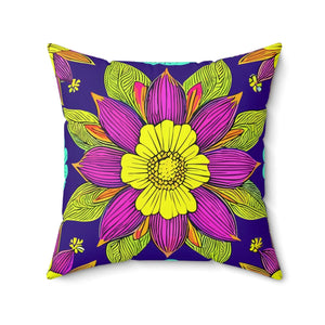 Colorful Flower Mandal – Spun Polyester Square - Dipaliz - Throw Pillows