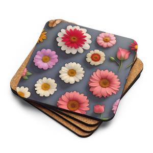Vibrant Coaster Set - Colorful Flowers Heat Resistant - Dipaliz - Coasters