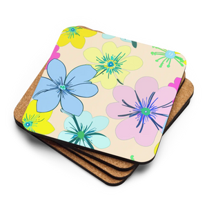 Colorful Flowers Heat Resistant Coaster - Cork - Dipaliz - Coasters