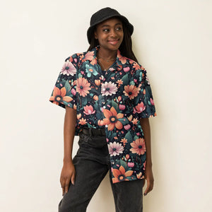 Vibrant Button Shirt - Colorful Flowers Recycled - Dipaliz - Shirts
