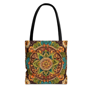 Aop Tote Bag - Colorful Indian Pattern - Dipaliz - 13’’ × / Black - Bags