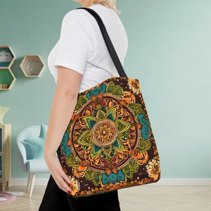Aop Tote Bag - Colorful Indian Pattern - Dipaliz - 16’’ × / Black - Bags