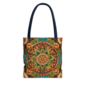 Aop Tote Bag - Colorful Indian Pattern - Dipaliz - 13’’ × / Navy - Bags