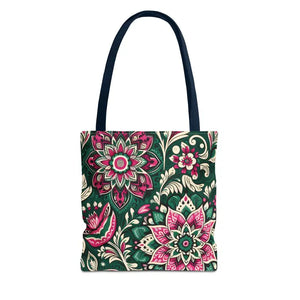 Colorful Indian Pattern Aop Tote Bag Bold Style Dipaliz - 13’’ × / Navy - Bags