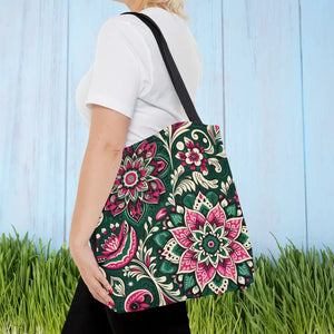 Colorful Indian Pattern Aop Tote Bag Bold Style Dipaliz - 16’’ × / Black - Bags