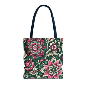Colorful Indian Pattern Aop Tote Bag Bold Style Dipaliz - 16’’ × / Navy - Bags