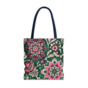 Colorful Indian Pattern Aop Tote Bag Bold Style Dipaliz - 18’’ × / Navy - Bags