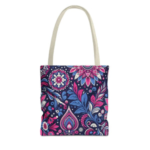 Colorful Indian Pattern Aop Tote Bag - Madhubani - Dipaliz - Bags