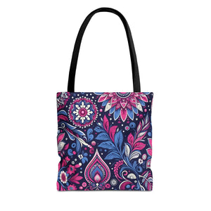 Colorful Indian Pattern Aop Tote Bag - Madhubani - Dipaliz - Bags