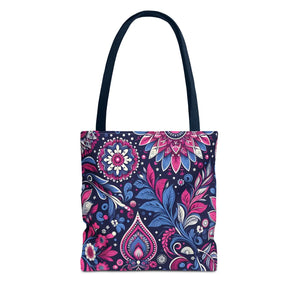 Colorful Indian Pattern Aop Tote Bag - Madhubani - Dipaliz - Bags