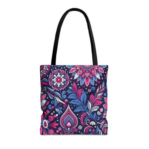 Colorful Indian Pattern Aop Tote Bag - Madhubani - Dipaliz - Bags
