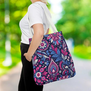 Aop Tote Bag Colorful Indian Pattern Madhubani Print Dipaliz - 18’’ × / White - Bags