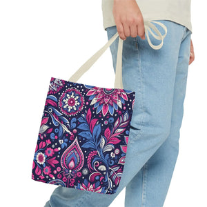 Colorful Indian Pattern Aop Tote Bag - Madhubani - Dipaliz - Bags