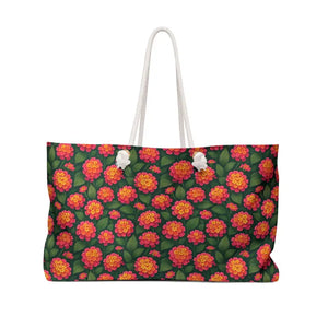 Colorful Lantana Flowers Polyester Weekender Bag - Dipaliz - 24’’ × 13’’ - Tote Bags