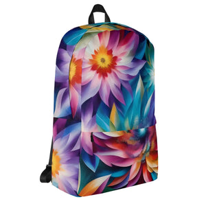 Vibrant Polyester Backpack - Colorful Large Flowers - Dipaliz - Backpacks