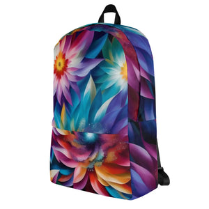 Vibrant Polyester Backpack - Colorful Large Flowers - Dipaliz - Backpacks