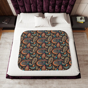 Snuggly Sherpa Blanket – Colorful Paisley Pattern - Dipaliz - Blankets