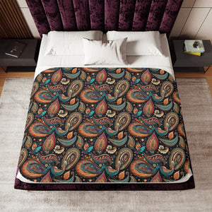 Snuggly Sherpa Blanket – Colorful Paisley Pattern - Dipaliz - Blankets
