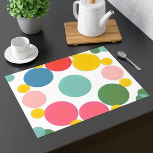 Home Decor - Colorful Polka Dots Placemats - Fun Party Dining - Dipaliz 18’’ × 14’’