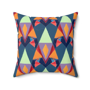 Vibrant Triangles Abstract Pillow - Spun Polyester Square - Dipaliz - Throw Pillows