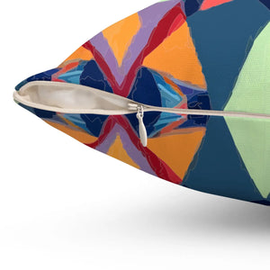 Vibrant Triangles Abstract Pillow - Spun Polyester Square - Dipaliz - Throw Pillows