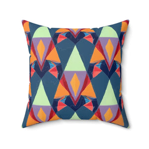 Vibrant Triangles Abstract Pillow - Spun Polyester Square - Dipaliz - Throw Pillows