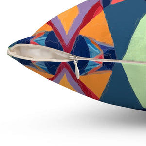 Vibrant Triangles Abstract Pillow - Spun Polyester Square - Dipaliz - Throw Pillows
