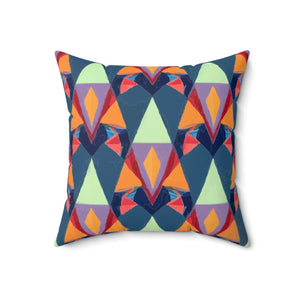Vibrant Triangles Abstract Pillow - Spun Polyester Square - Dipaliz - Throw Pillows