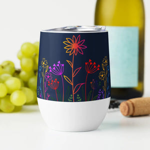 Insulated Wine Tumbler - Colorful Wildflowers - Dipaliz - Tumblers